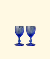 Stemmed White Wine Glass, Light Blue S/2