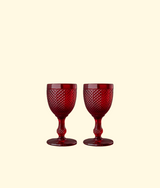 Stemmed White Wine Glass, Red S/2