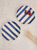 Ceramic Blue Stripe Plate, S/2