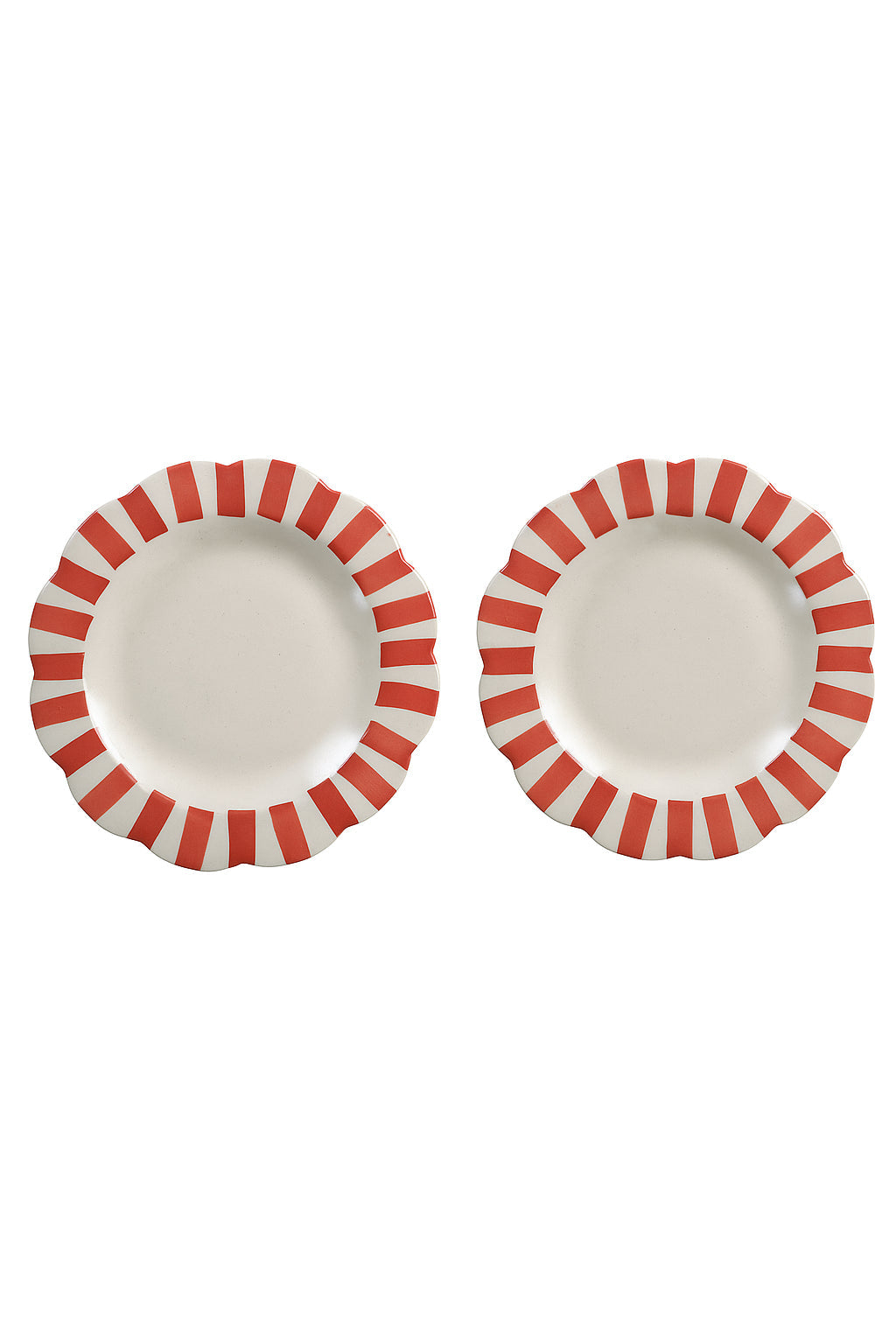 Ceramic Stripe Salad Plate, Red S/2
