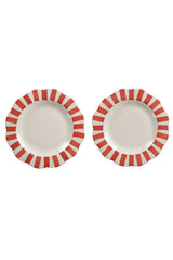 Ceramic Stripe Salad Plate, Red S/2