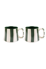 Ceramic Olive Stripe Mug, S/2