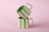 Ceramic Green Stripe Mug , S/2