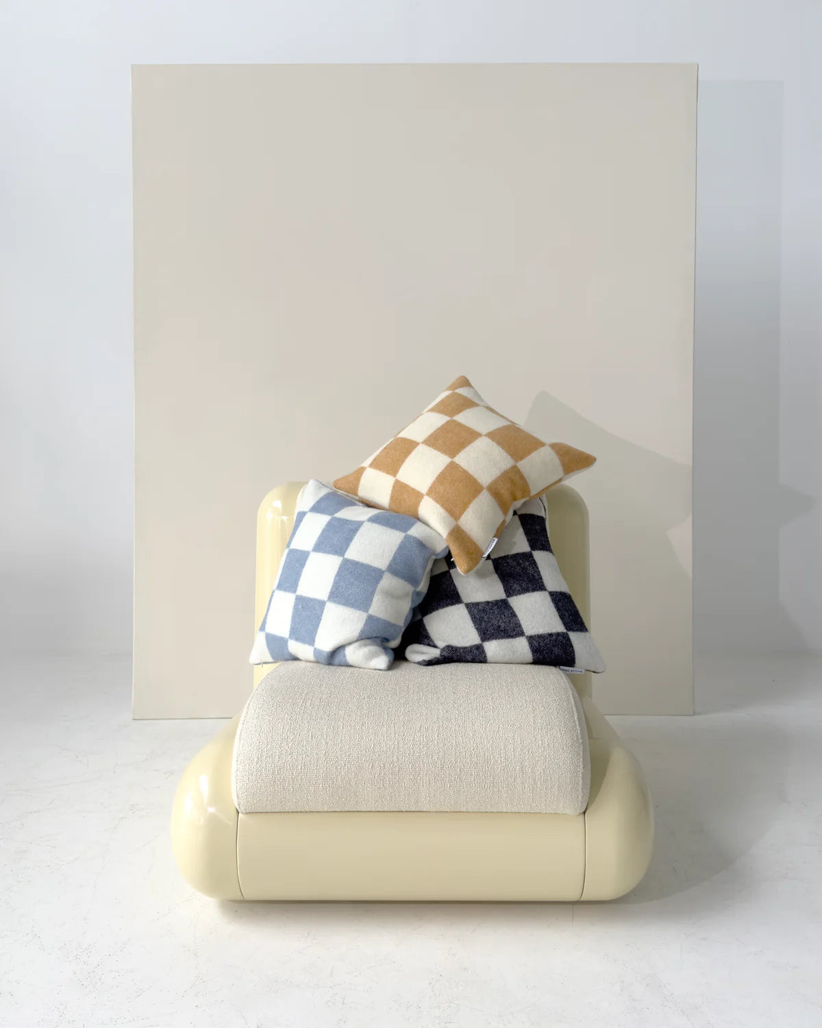 Checkerboard Cushion Denim Blue White