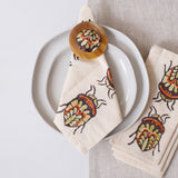 Hand Block Printed Napkin in Autumnal Jewel Bug