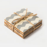 Inlaya Chevron Gray & Ivory Coaster Set of 4