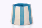 Ceramic Aqua Blue Stripe Mug, S/2
