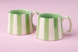 Ceramic Green Stripe Mug , S/2