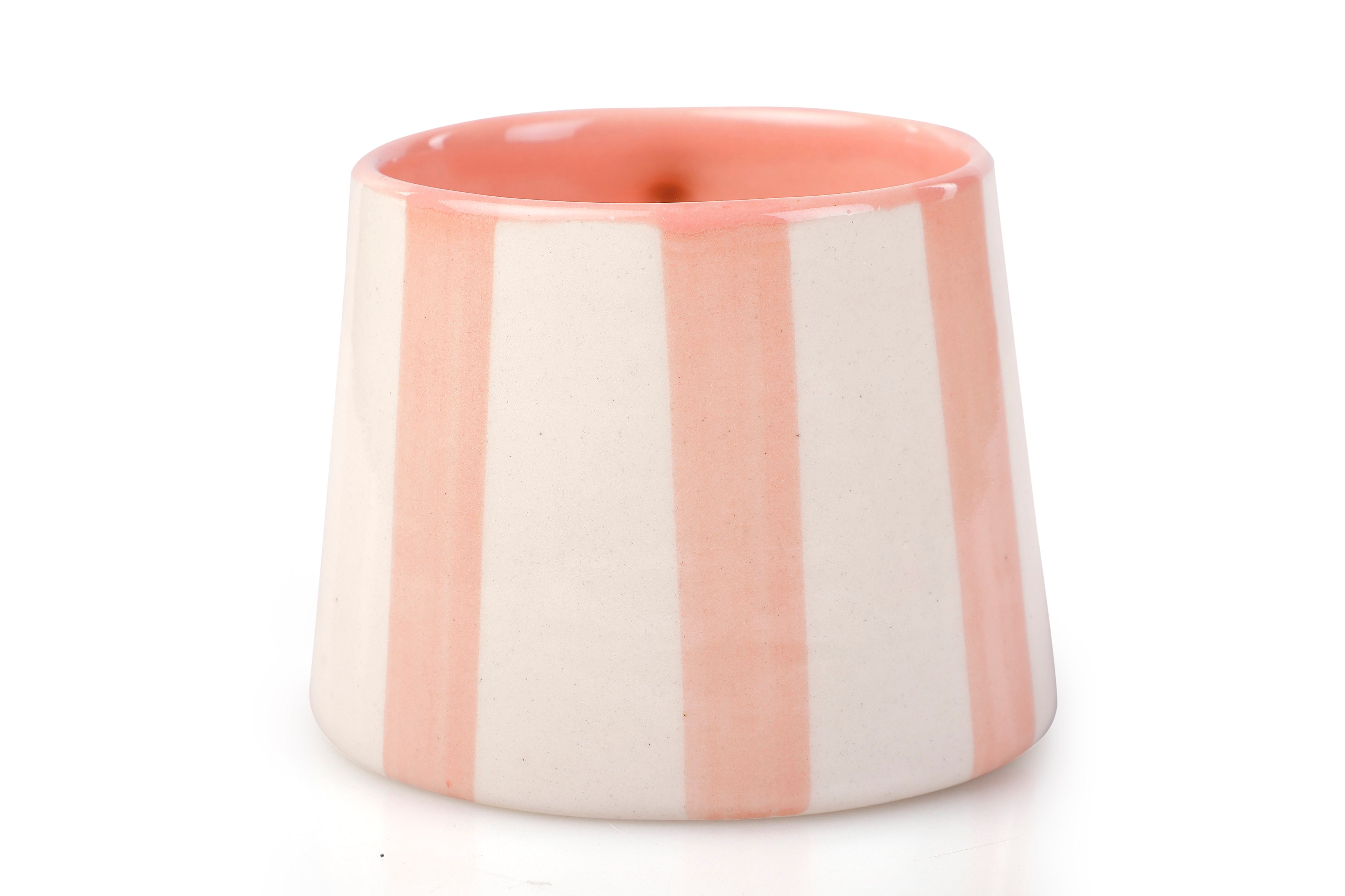 Ceramic Pink Stripe Mug, S/2