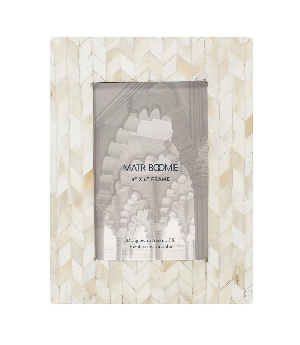 Artemis 4x6 Picture Frame - Bone Mosaic Chevron
