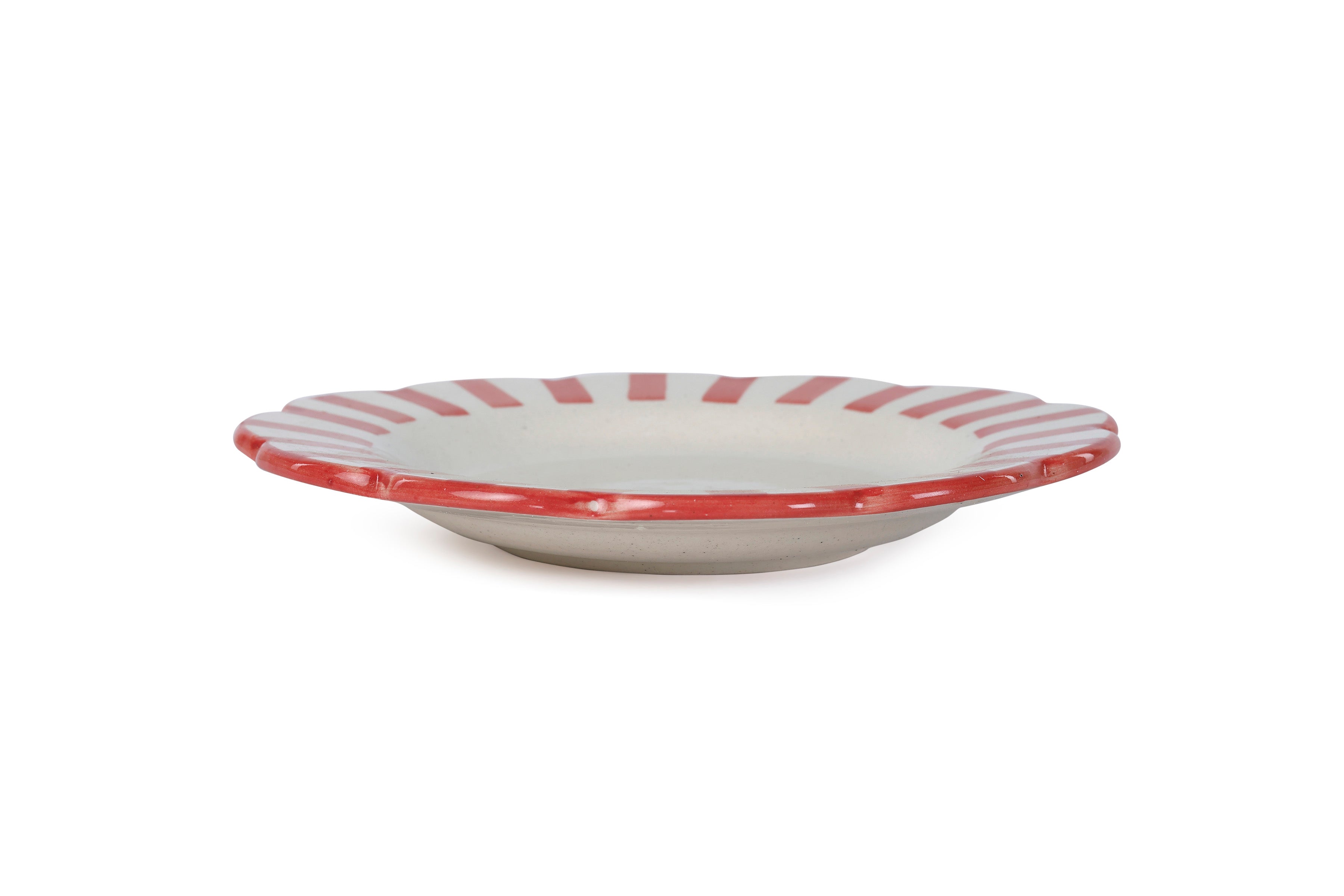 Ceramic Stripe Salad Plate, Red S/2
