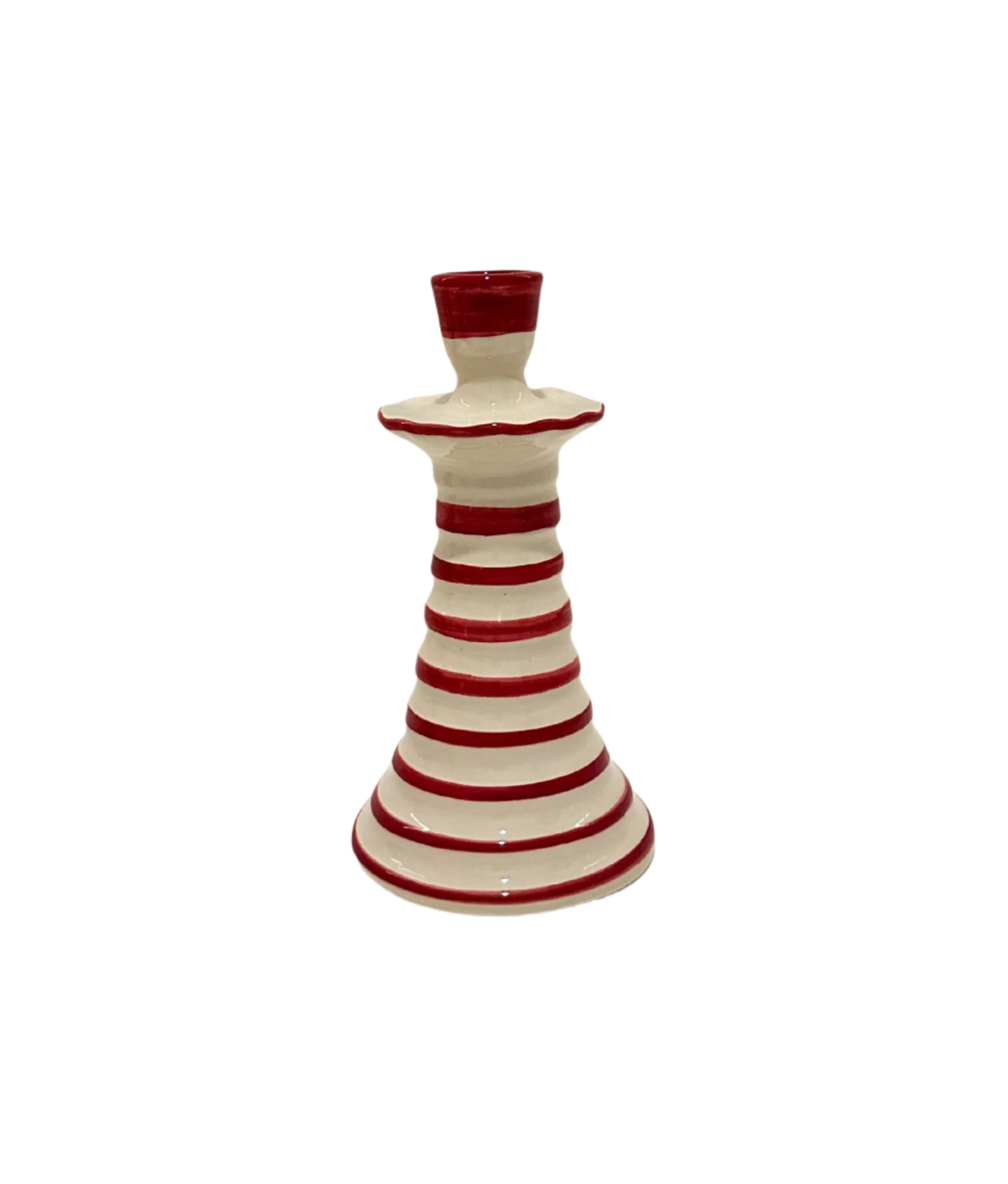 Ruffle Candleholder, Crimson Stripe