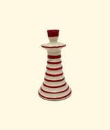Ruffle Candleholder, Crimson Stripe