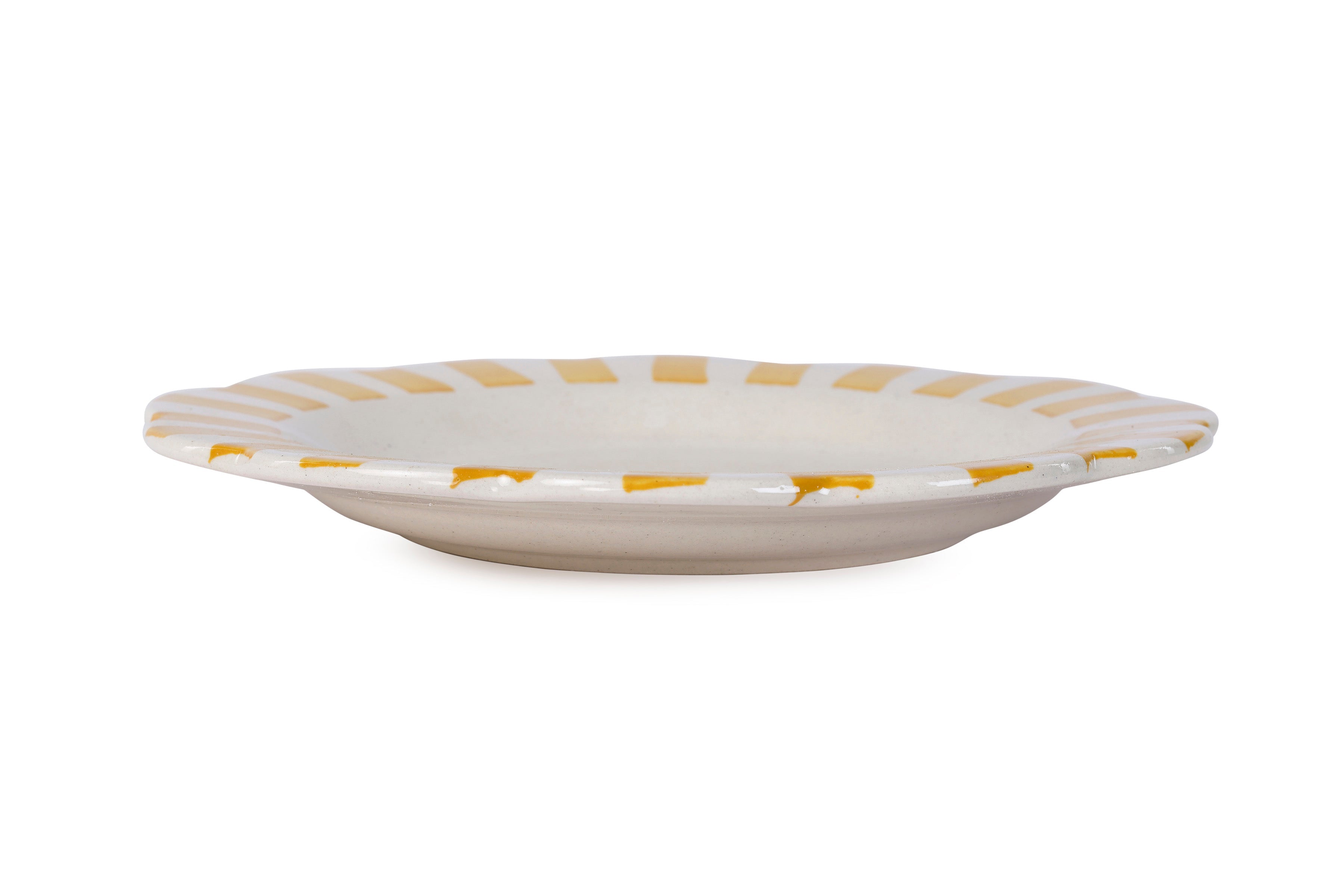 Ceramic Stripe Dinner Plate, Yellow S/2