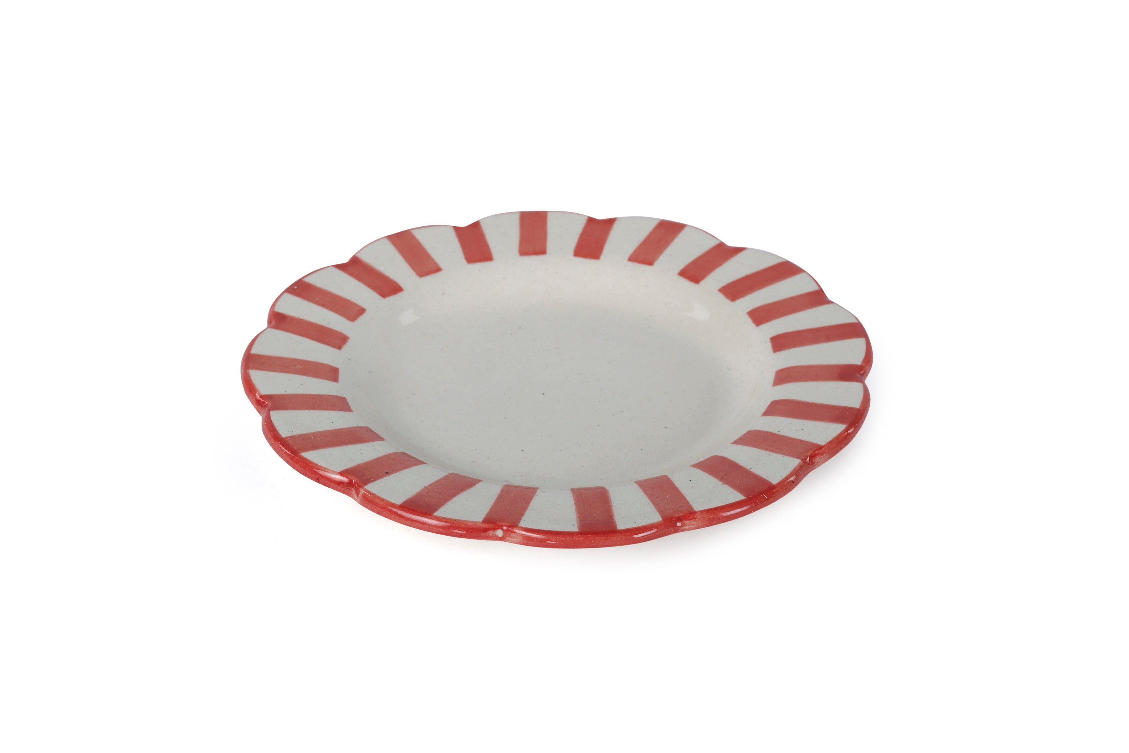 Ceramic Stripe Salad Plate, Red S/2