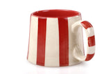 Ceramic Red Stripe Mug, S/2
