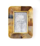 Kachhua Rounded 4x6 | Horn, Brass Inlay