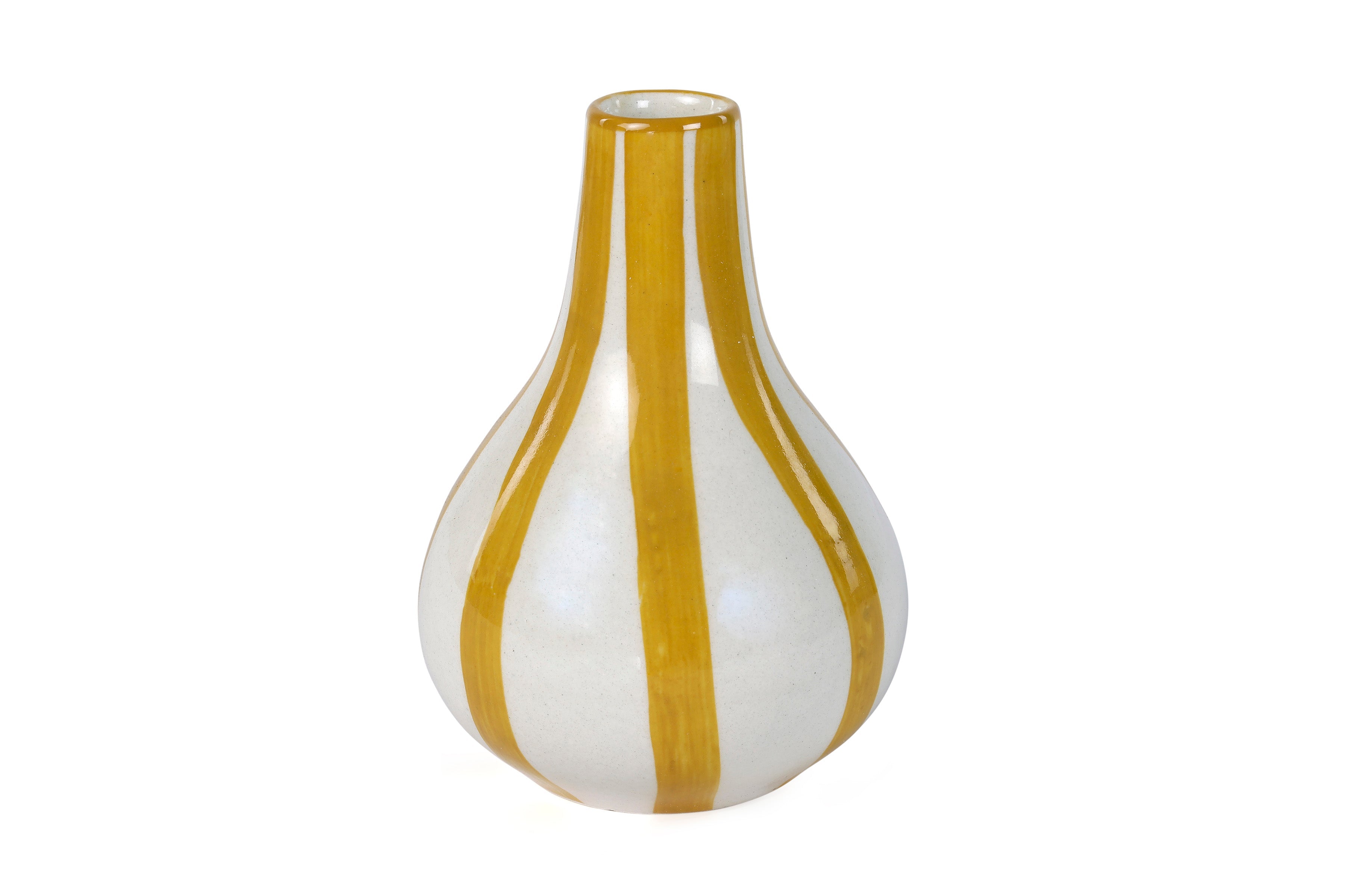 Ceramic Yellow Stripe  Bud Vase, S/4