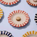 Ceramic Stripe Dinner Plate, Red S/2