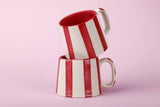 Ceramic Red Stripe Mug, S/2