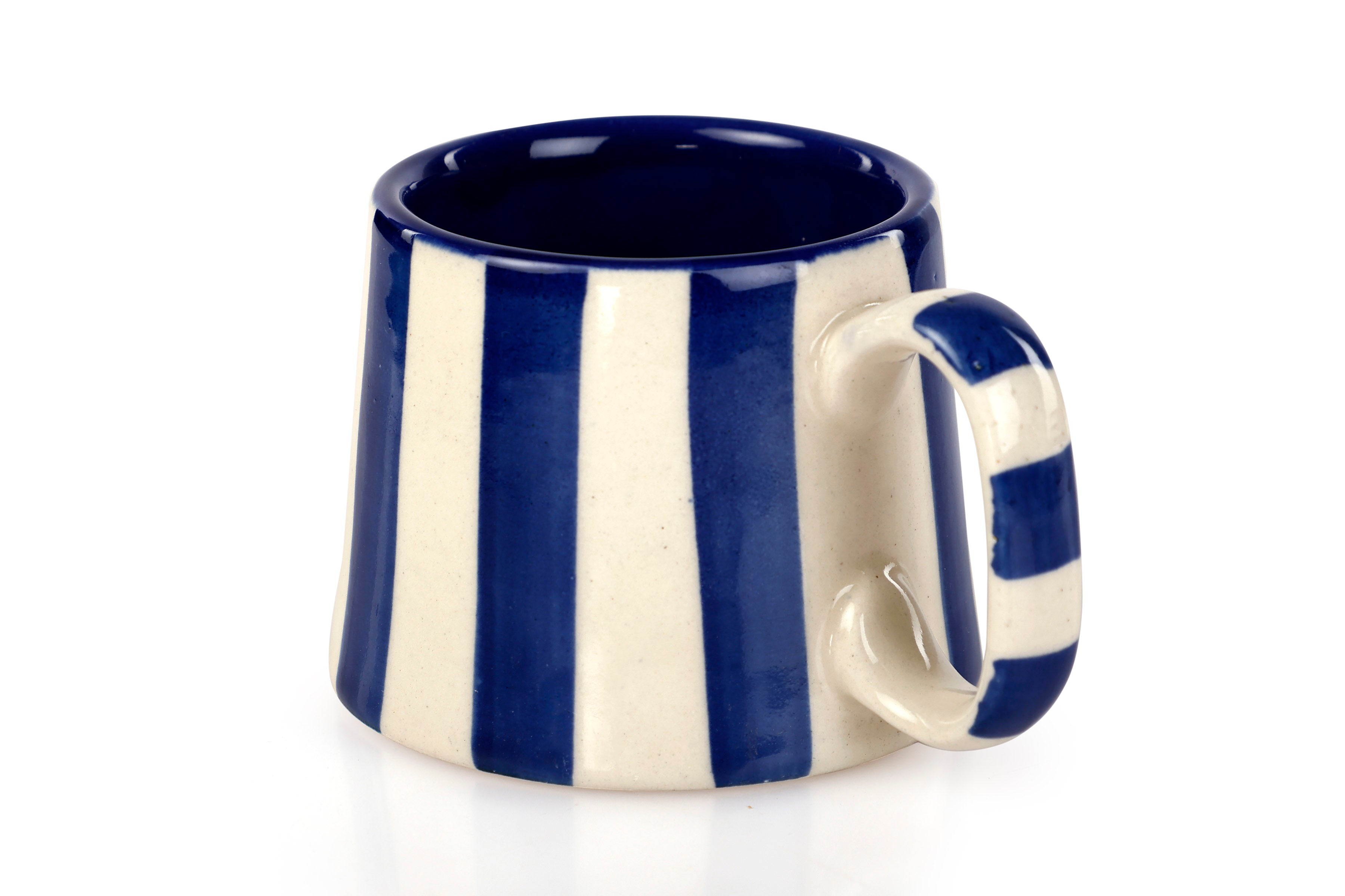 Ceramic Black Stripe Mug, S/2