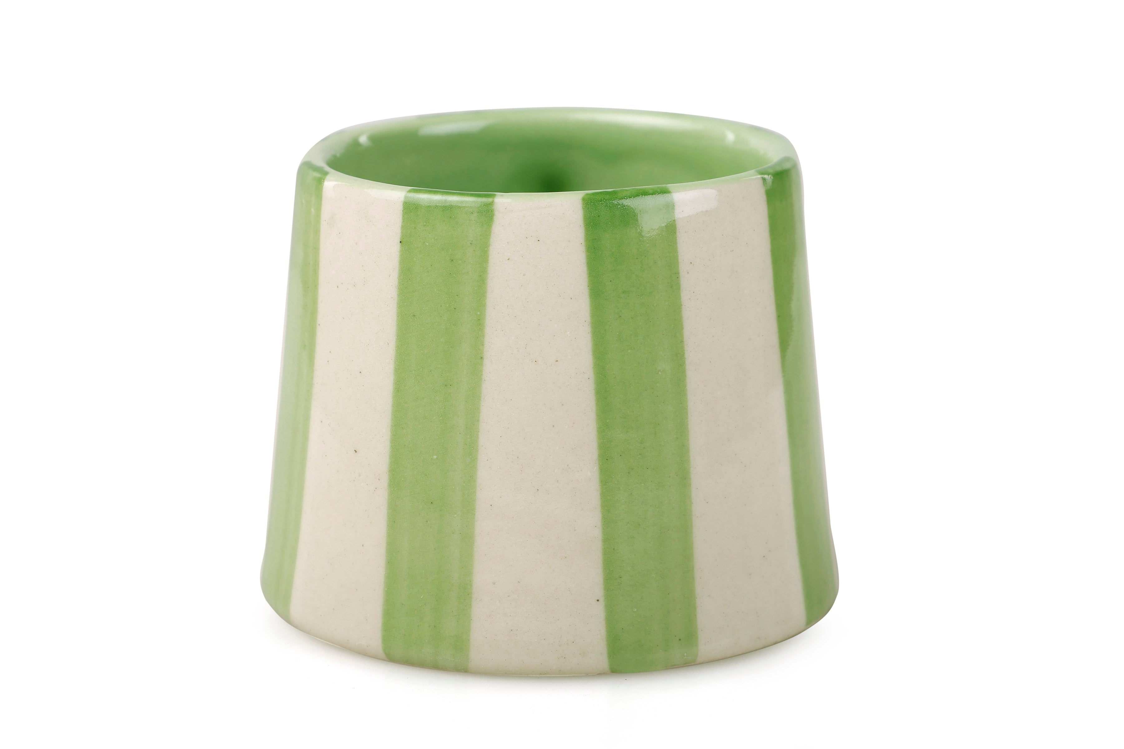 Ceramic Green Stripe Mug , S/2