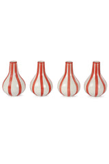 Ceramic Red Stripe Bud Vase, S/4