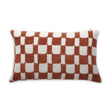 Checkered Block Printed Pillow in Rust