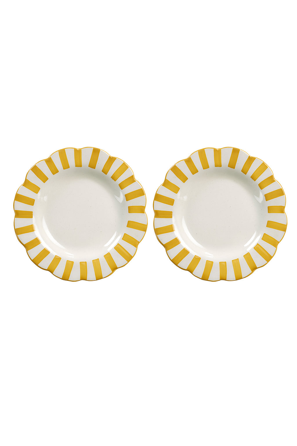 Ceramic Stripe Dinner Plate, Yellow S/2