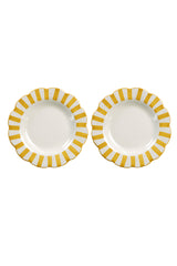 Ceramic Stripe Dinner Plate, Yellow S/2