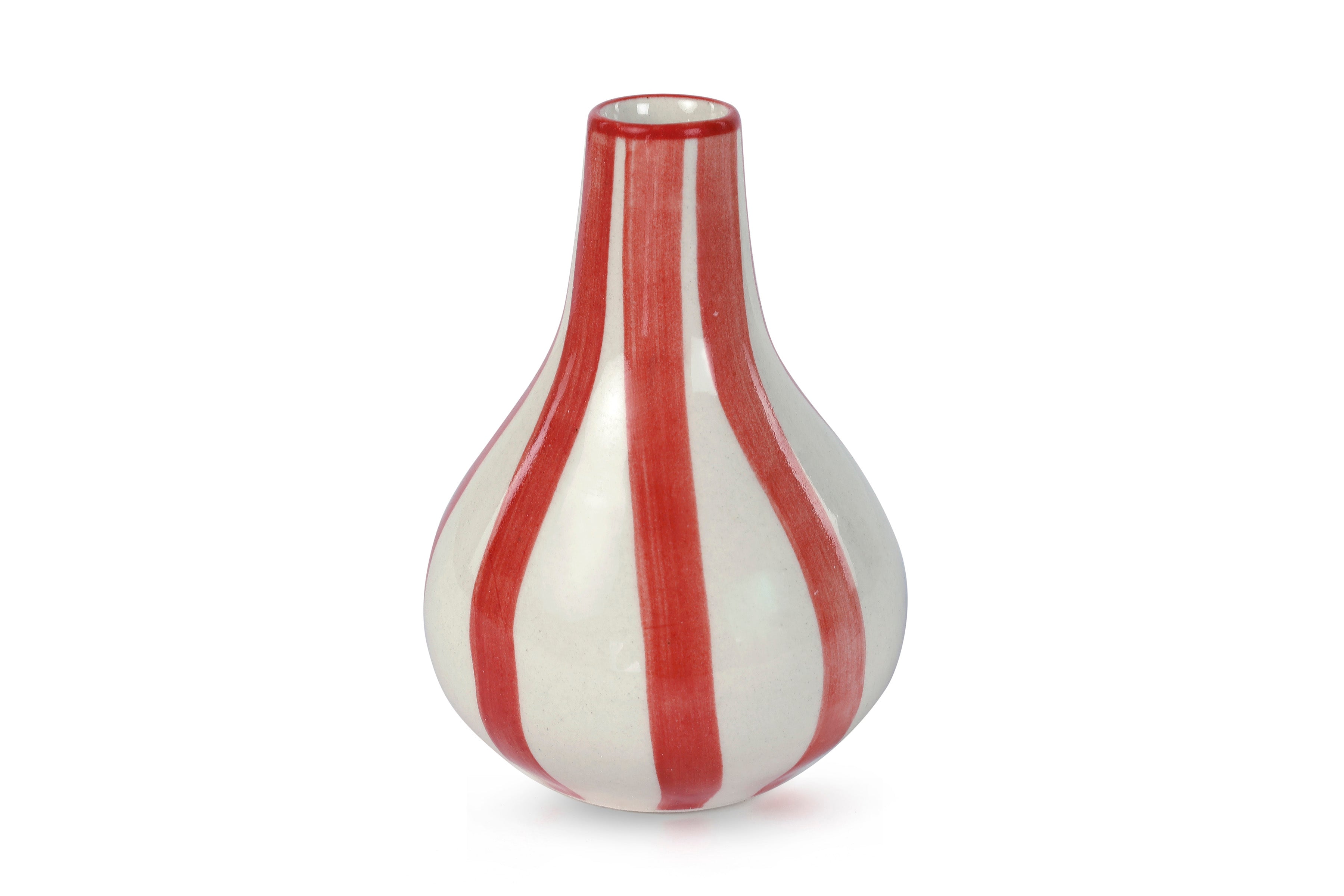 Ceramic Red Stripe Bud Vase, S/4
