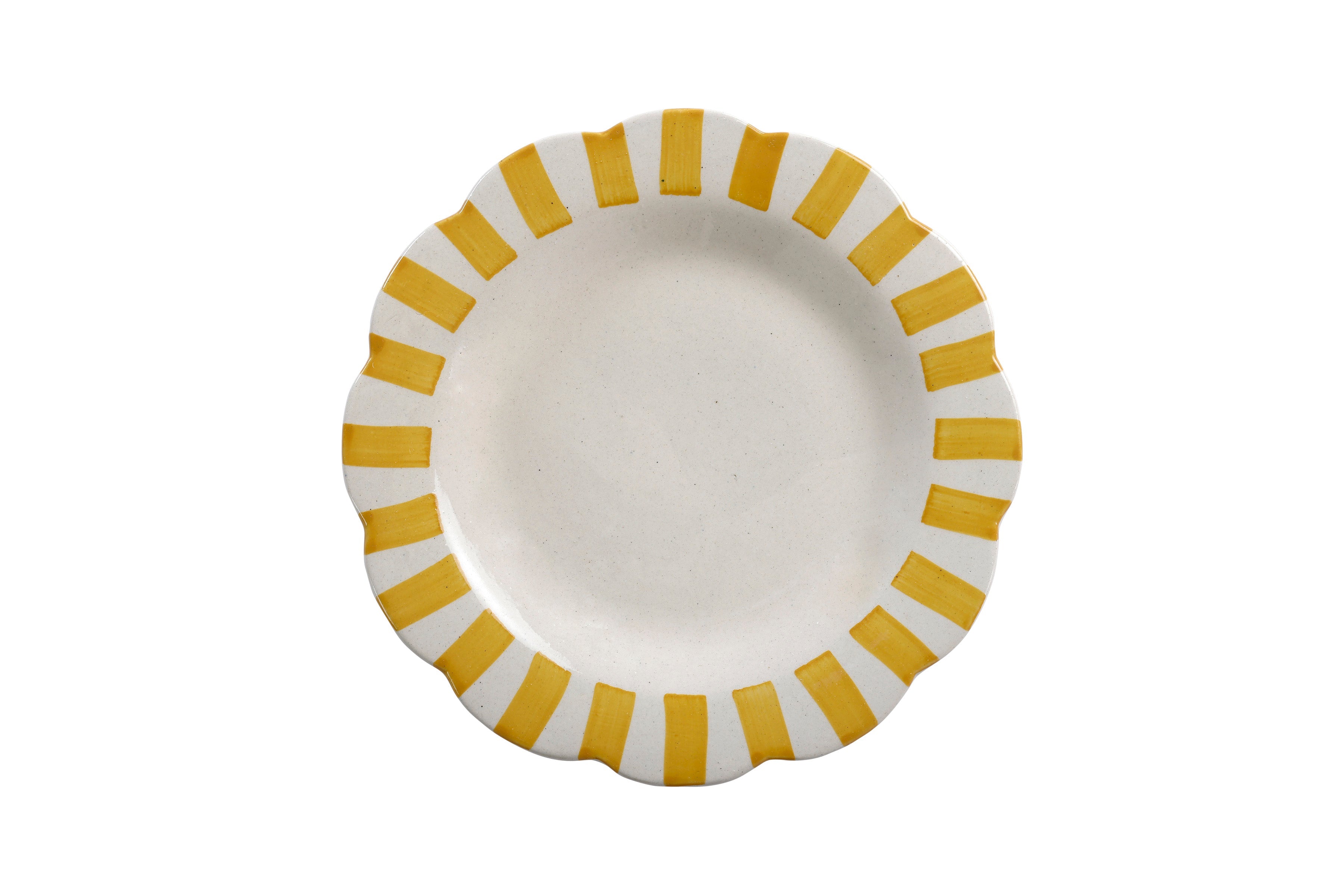 Ceramic Stripe Dinner Plate, Yellow S/2