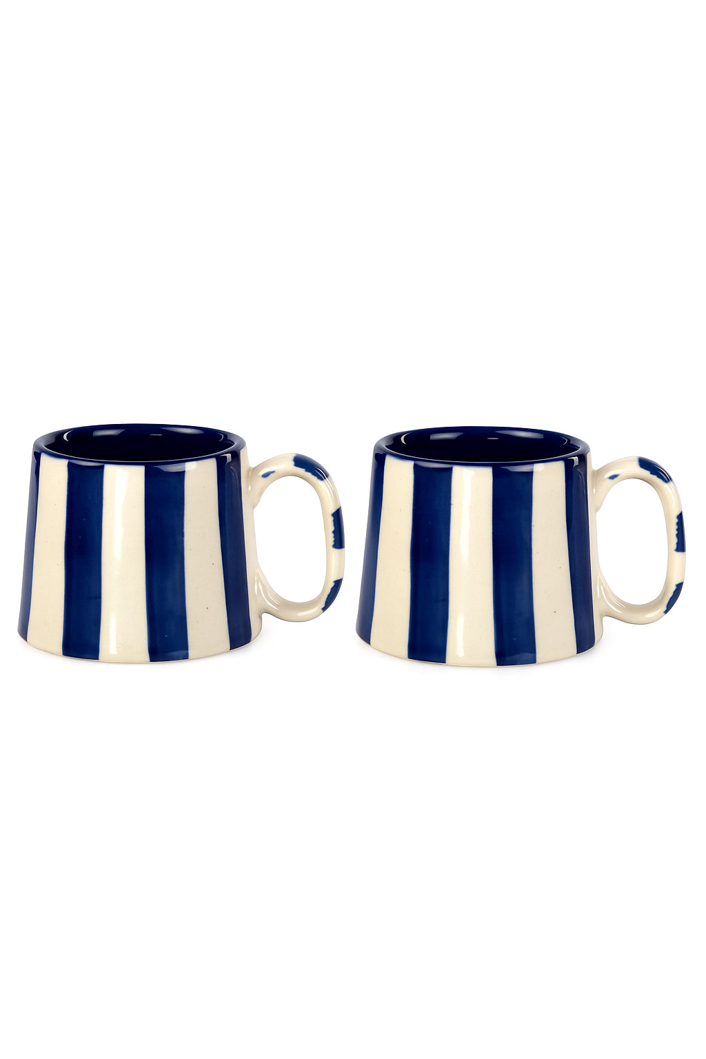 Ceramic Black Stripe Mug, S/2