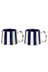 Ceramic Black Stripe Mug, S/2