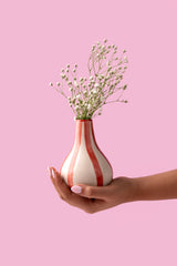 Ceramic Red Stripe Bud Vase, S/4