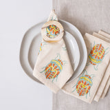 Hand Block Printed Napkin in Vernal Jewel Bug