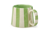Ceramic Green Stripe Mug , S/2