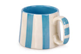 Ceramic Aqua Blue Stripe Mug, S/2
