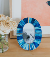 Artemis Indigo Oval 4x6 Picture Frame - Carved Bone