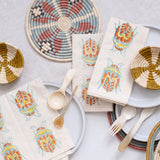 Hand Block Printed Napkin in Vernal Jewel Bug