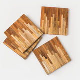 Wooden Marquewood Two Tone Coaster Set of 4