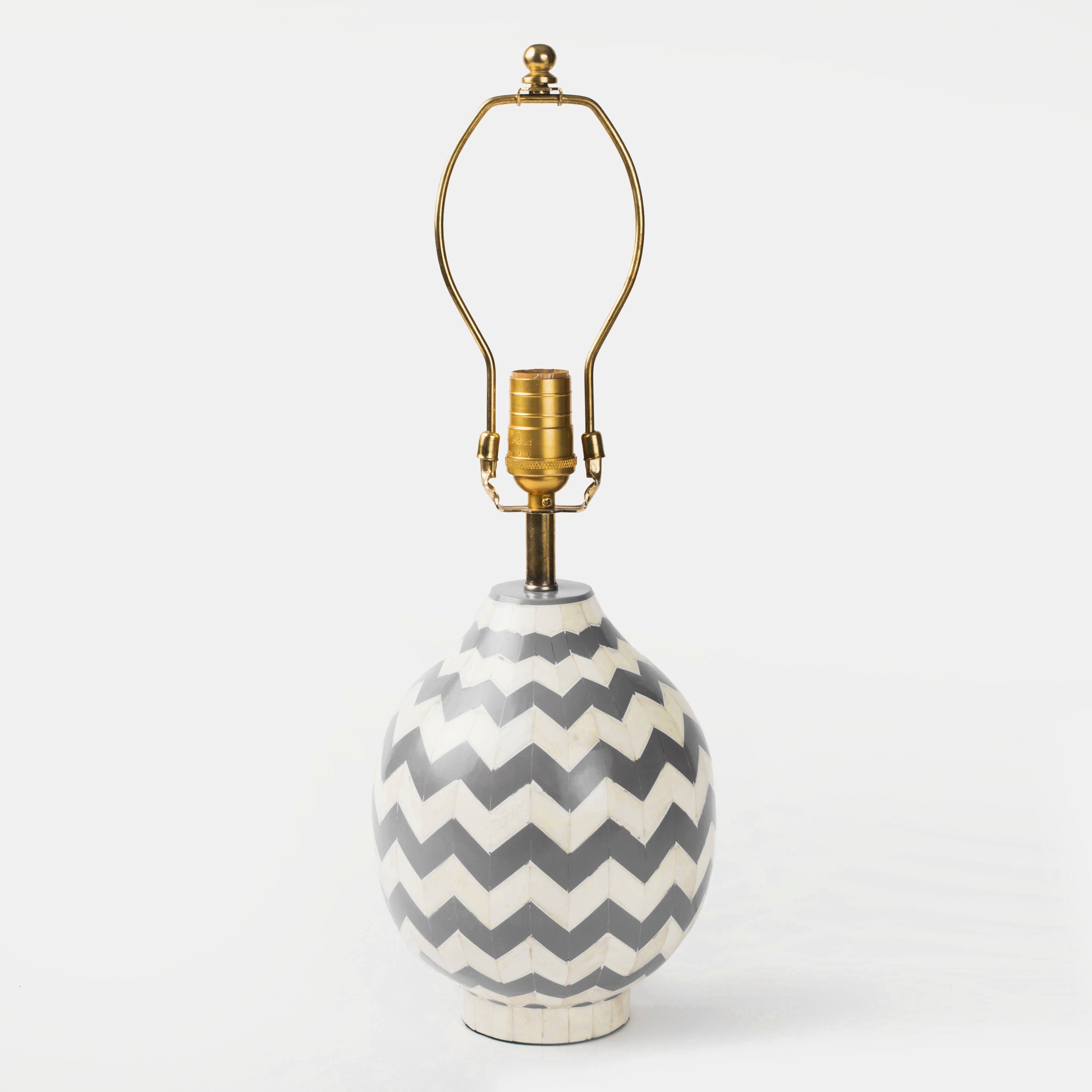 Grey Herringbone Table Lamp