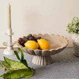 Fluted Pedestal Bowl in Rustic Grey