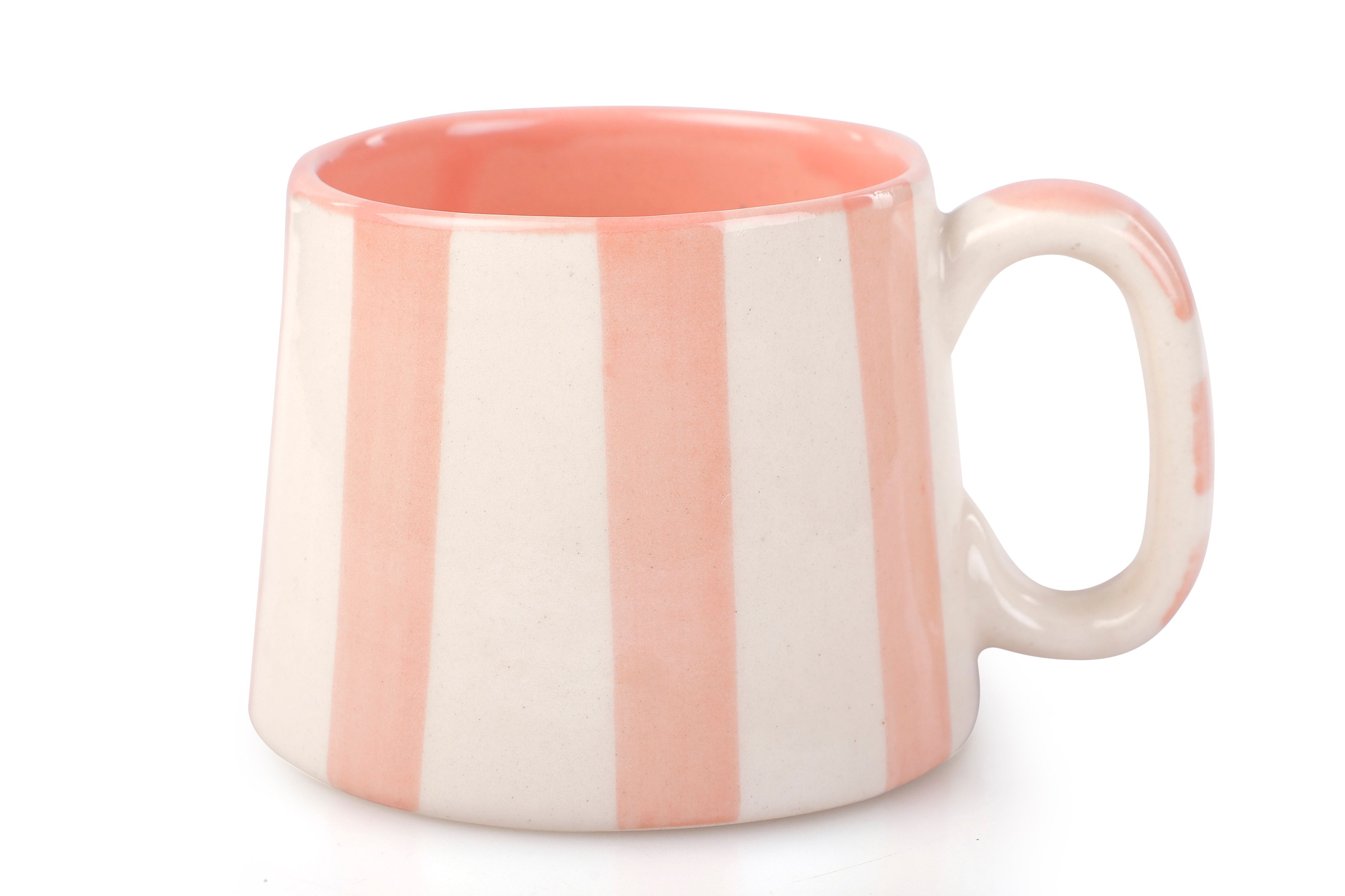 Ceramic Pink Stripe Mug, S/2