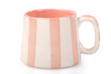 Ceramic Pink Stripe Mug, S/2