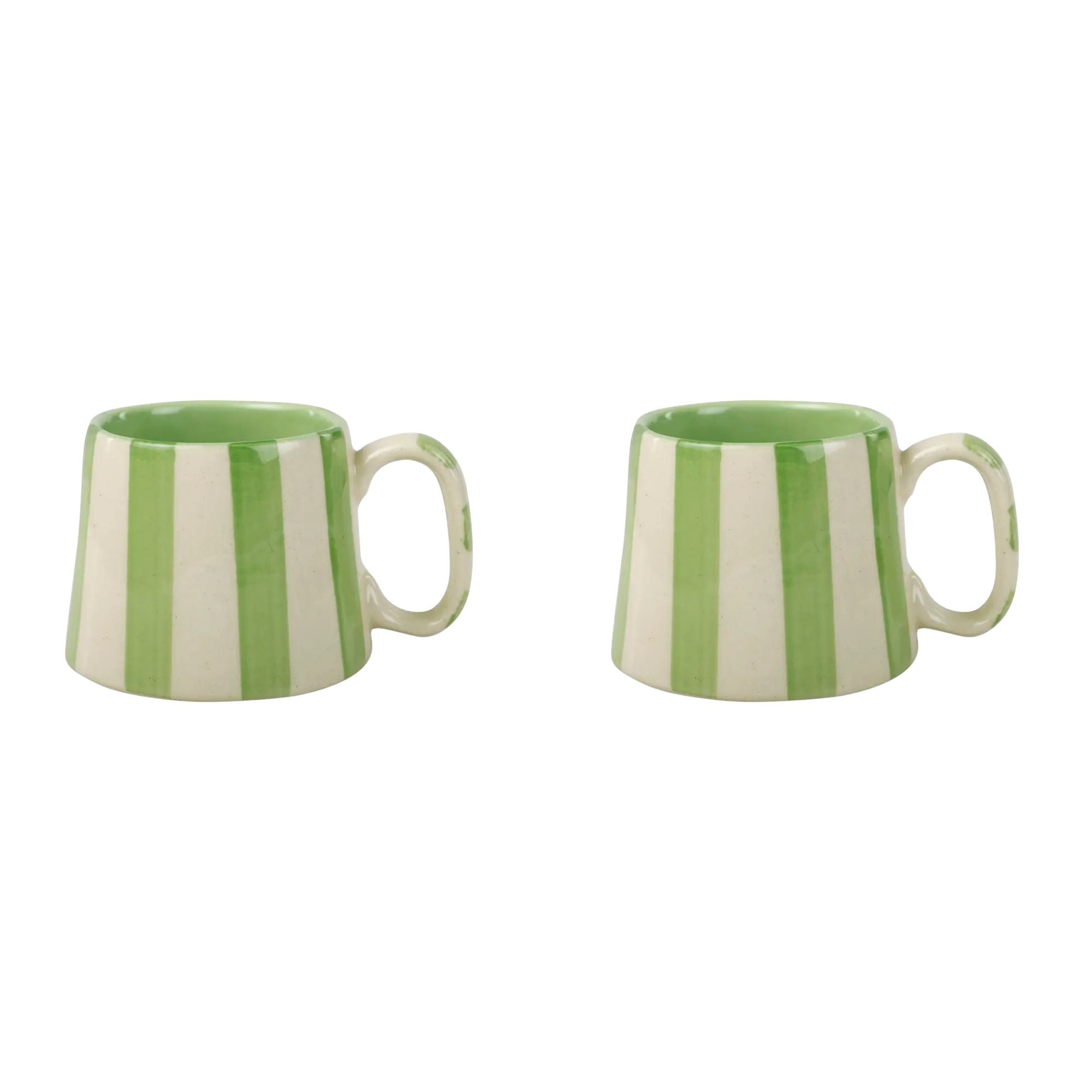 Ceramic Green Stripe  Coffee cup - 3.5 x 2.5 Inches ( Set of 2 )