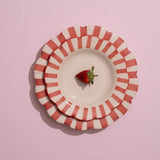 Ceramic Stripe Dinner Plate, Red S/2