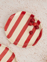 Ceramic Red Stripe Plate, S/2