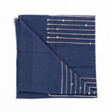 Rosewood Indigo Hand Knotted Stripes Handloom Merino Throw
