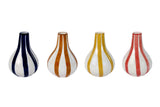 Ceramic Red Stripe Bud Vase, S/4